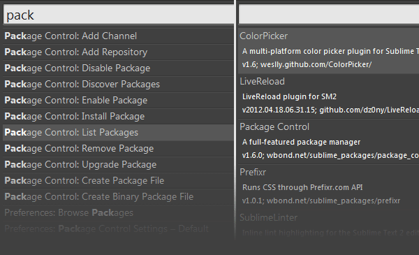 Sublime packages