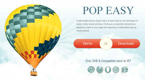 jQuery Modal Box Plugin - Pop Easy